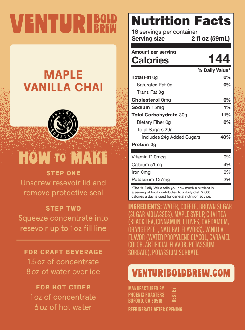 Maple Vanilla Chai - Concentrate